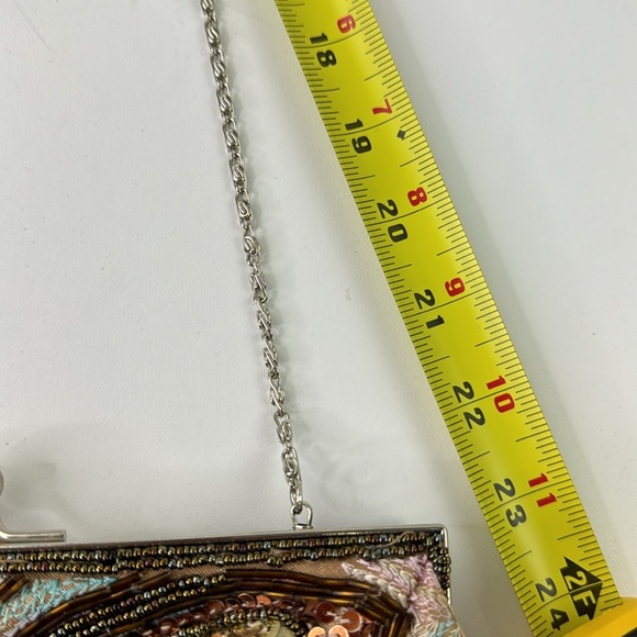 Evening Bag - Paisley Sequined Clutch Bag with Chain Crossbody Bag - Kiss Closur - Picture 4 of 9